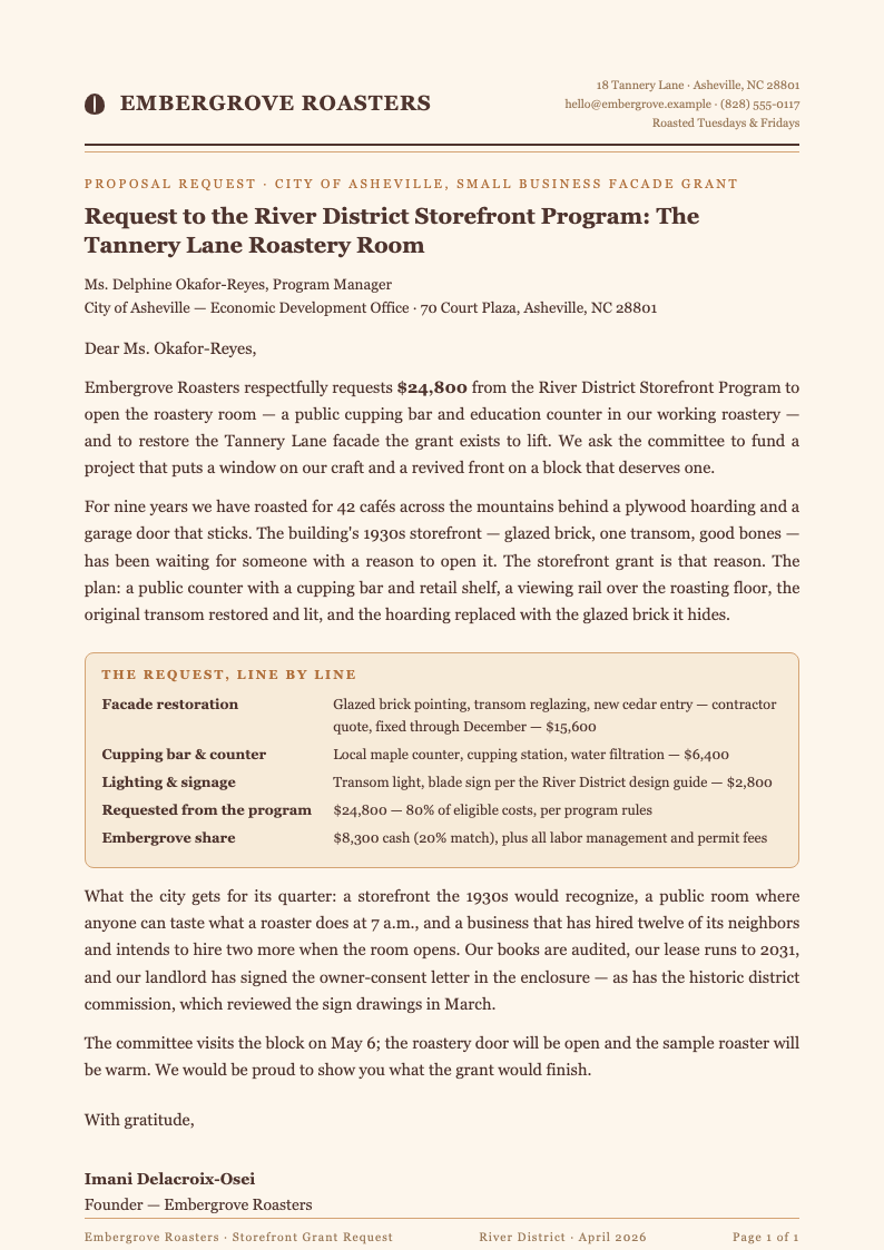 Artisanal Warmth Proposal Request